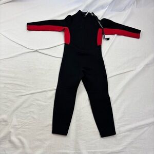 Realon Sports Unisex Full Suit Wetsuit Black Red Long Sleeves XS